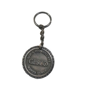 Gesco Saves You Dollars Makes Sense Metal Keychain Collectable Vintage Silver...